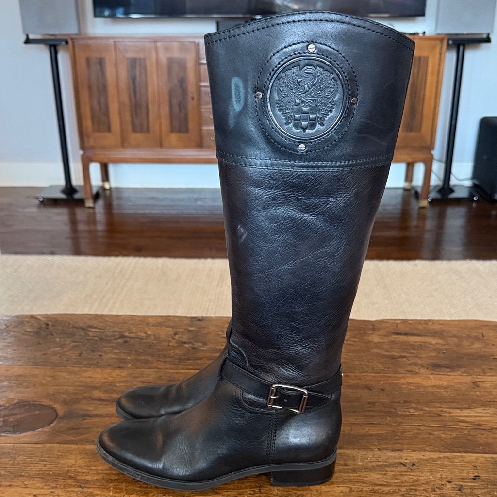 Vince Camuto Black Leather Phillie Riding Boots Size 6.5